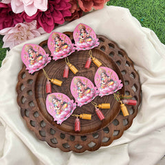 Return Gift Saraswathi Decorative Sticker With Kumkum & Haldi-Set Of 6-RG341