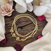 Vriksham Simple Gold Chain 4 Floral Moggapu Gold Chain-White Red & Green-G19560