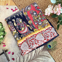 Vriksham Black Kalamkari Saree With Gatti Border-VS4389