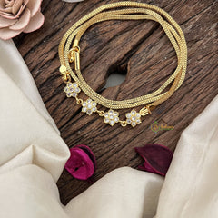 Vriksham South Indian 4 Floral Moggapu Gold Chain-White-G19584