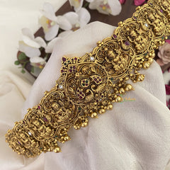 Vriksham Dual Peacock With Lakshmi Bridal Hip Belt-Gold Beads-G17603