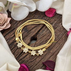 Vriksham South Indian 4 Floral Moggapu Gold Chain-White-G19584