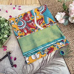 Vriksham Mustered Kalamkari Saree with Kanchi Border-VS4315