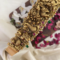 Vriksham Lakshmi With Elephant Peacock Bridal Hip Belt-Green Beads-G17604