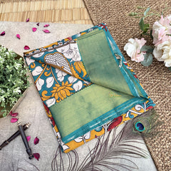 Vriksham Mustered Kalamkari Saree with Kanchi Border-VS4315