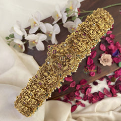 Vriksham Dual Peacock With Lakshmi Bridal Hip Belt-Pastel Green Beads-G17602