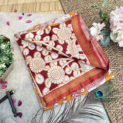 Vriksham Mustered Kalamkari Saree with Nizam Border-VS4306