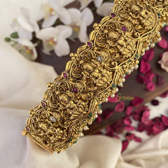 Vriksham Dual Peacock With Lakshmi Bridal Hip Belt-Pastel Green Beads-G17602