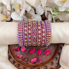 Vriksham Lavender & Magenta Silk Thread Silk Bangles Set-G21745