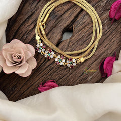 Vriksham Golden Blossom Chain for Women Moggapu Gold Chain-White Green & Red-G19585