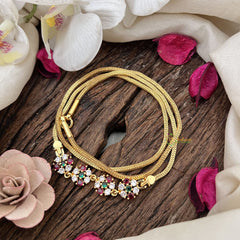 Vriksham Golden Blossom Chain for Women Moggapu Gold Chain-White Green & Red-G19585