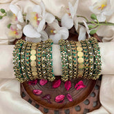 Vriksham Traditional Green Silk Thread & Lakshmi Coin Bangle Silk Bangles Set-G21741