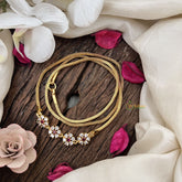 Vriksham Golden Blossom Chain for Women Moggapu Gold Chain-White Red-G19586