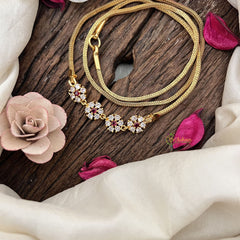 Vriksham Golden Blossom Chain for Women Moggapu Gold Chain-White Red-G19586