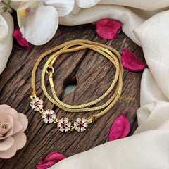 Vriksham Golden Blossom Chain for Women Moggapu Gold Chain-White Red-G19586