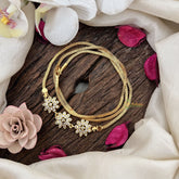 Vriksham Classic South Indian Sun Floral Moggapu Gold Chain-White-G19563