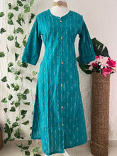 Vriksham Traditional Teal Pochampally Ikkat Handloom Kurti-VS5100
