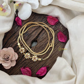 Vriksham Floral Engraved Moggapu Gold Chain-White Red-G19574