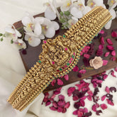 Vriksham Gold Look Alike Lakshmi With Elephants Hipbelt-Pastel Green Beads-G17595