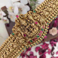 Vriksham Gold Look Alike Lakshmi With Elephants Hipbelt-Pastel Green Beads-G17595
