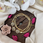 Vriksham Floral Grace Moggapu Gold Chain-White-G19581