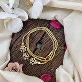 Vriksham Handcrafted With Floral Moggapu Pendant Mugapp Gold Chain-White-G19576