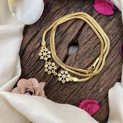 Vriksham Handcrafted With Floral Moggapu Pendant Mugapp Gold Chain-White-G19576