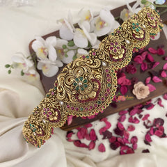 Vriksham Elegant Dual Peacock Bridal Hip Belt-Red Green Beads-G17601