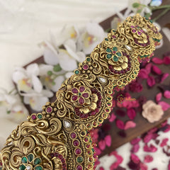 Vriksham Elegant Dual Peacock Bridal Hip Belt-Red Green Beads-G17601