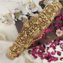 Vriksham Lakshmi With Dual Elephant Bridal Hip Belt-Gold Beads-Red-G17605