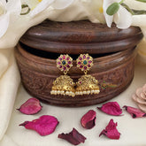 Vriksham Gold Look Alike Kemp Jhumka-Red Green-Pearl-G16630