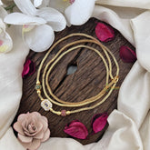 Vriksham Elegant Daily Wear Gold Chain With White Stone Mogappu Chain-Red Green-G19546