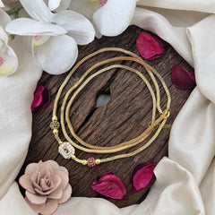 Vriksham Elegant Daily Wear Gold Chain With White Stone Mogappu Chain-Red Green-G19546