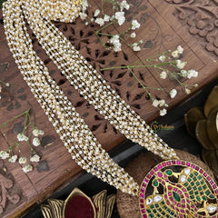 Vriksham Designer Peacock Style 10 Layer Beaded Mala-Red Green-White & Gold Bead-J3322