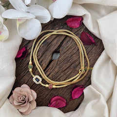 Vriksham Elegant Daily Wear Gold Chain With Blue Stone Mogappu Chain-Red Green-G19547