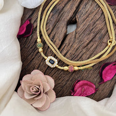 Vriksham Elegant Daily Wear Gold Chain With Blue Stone Mogappu Chain-Red Green-G19547