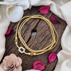 Vriksham Elegant Daily Wear Gold Chain With Blue Stone Mogappu Chain-Red Green-G19547