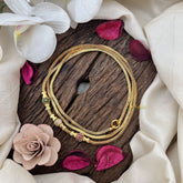 Vriksham Minimal Three Roll With Gold Roll Moggapu Gold Chain-Red Green & White-G19550