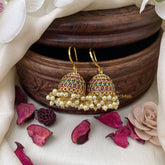 Vriksham Red Green & White Stone Hook Earring-Guttapusalu-G16637