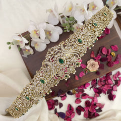 Vriksham Exquisite Victorian Diamond Bridal Hip Belt-Green Beads-Green-G17607