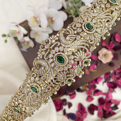 Vriksham Exquisite Victorian Diamond Bridal Hip Belt-Green Beads-Green-G17607