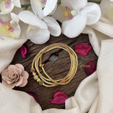 Vriksham Three Roll & Two Gold Roll Moggapu Gold Chain-Red Green & White-G19553