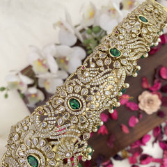 Vriksham Exquisite Victorian Diamond Bridal Hip Belt-Green Beads-Green-G17607