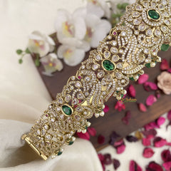 Vriksham Exquisite Victorian Diamond Bridal Hip Belt-Green Beads-Green-G17607