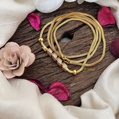 Vriksham Traditional Rollon Daily Wear Gold Chain Mogappu Chain-Red Green-G19548