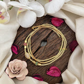 Vriksham Timeless Oval Shape in Gold Finish Moggapu Gold Chain-Red Green & White-G19552