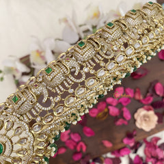 Vriksham Victorian Diamond Elephant Bridal Hip Belt-Green Beads-Green-G17610
