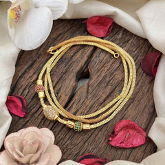 Vriksham Timeless Oval Shape in Gold Finish Moggapu Gold Chain-Red Green & White-G19552