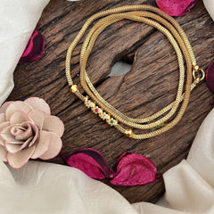 Vriksham Classic South Indian Dot Moggapu Gold Chain-Red Green & White-G19551