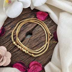 Vriksham Classic South Indian Dot Moggapu Gold Chain-Red Green & White-G19551